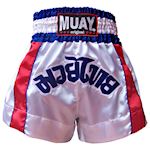 Muay Thai Short 2 Stripes - White/Blue